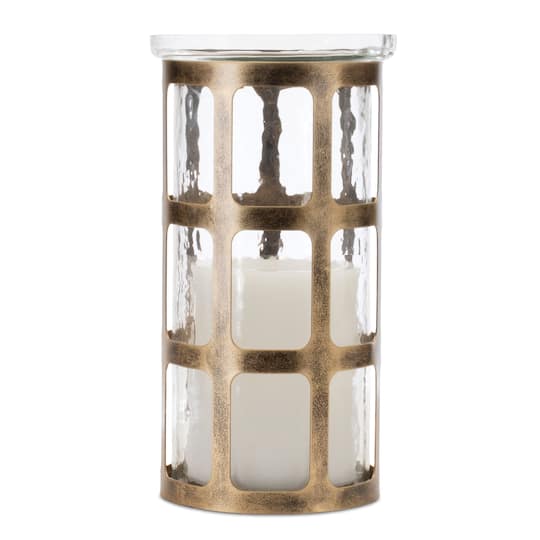 9.5" Wavy Glass & Metal Candle Holder
